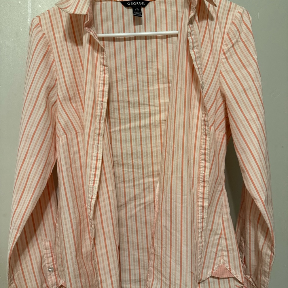 George Pink and White Striped Shirt